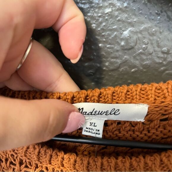 Madewell Crochet-Knit Crewneck Sweater Tank Warm Coffee XL - Picture 8 of 13